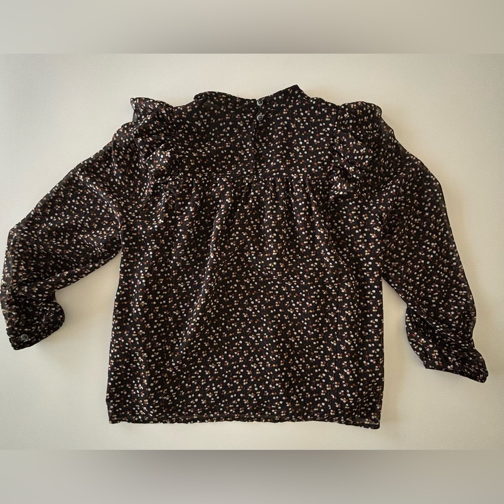 Madewell | Georgette Mockneck Ruffle-Yoke Puff-Sleeve Top | Women's Size XS - Picture 8 of 15